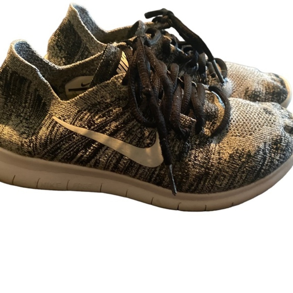 Nike‎ Free RN Flyknit Running Shoes Sneakers Women's Size 7.5 Black Gray